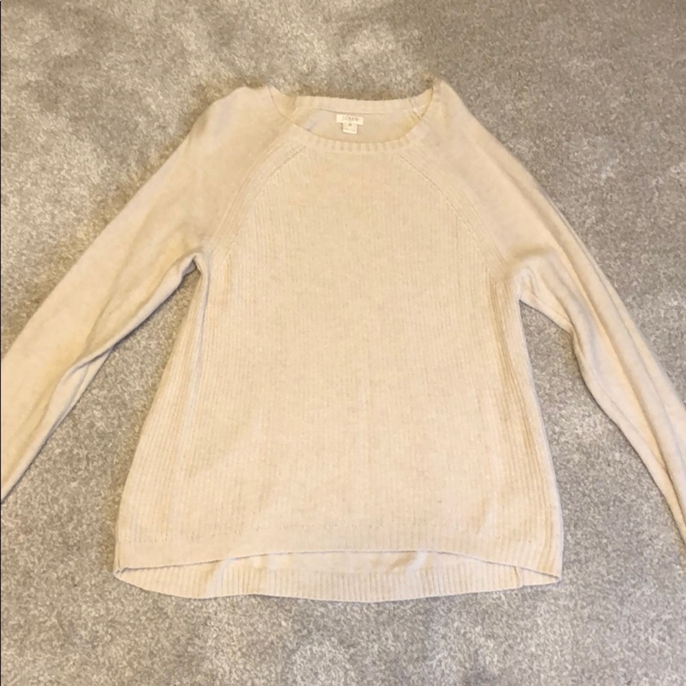 Jcrew cream sweater with elbow pads